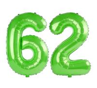 40 Inch Number 62 Balloons for 62nd Birthday Party Decorations,0-100 Fruit Green Large No.62 Digital Balloons for Women Men and Mother Dad, Helium Foil Number Balloons for Wedding Anniversary