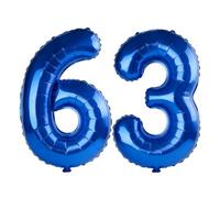 40 Inch Number 63 Balloons for 63rd Birthday Party Decorations,0-100 Dark Blue Large No.63 Digital Balloons for Women Men and Mother Dad, Helium Foil Number Balloons for Wedding Anniversary