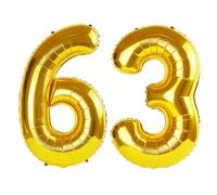 40 Inch Number 63 Balloons for 63rd Birthday Party Decorations,0-100 Gold Large No.63 Digital Balloons for Women Men and Mother Dad, Helium Foil Number Balloons for Wedding Anniversary
