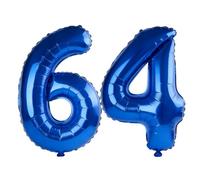 40 Inch Number 64 Balloons for 64th Birthday Party Decorations,0-100 Dark Blue Large No.64 Digital Balloons for Women Men and Mother Dad, Helium Foil Number Balloons for Wedding Anniversary