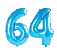 40 Inch Number 64 Balloons for 64th Birthday Party Decorations,0-100 Jewelry Blue Large No.64 Digital Balloons for Women Men and Mother Dad, Helium Foil Number Balloons for Wedding Anniversary