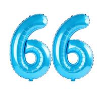 40 Inch Number 66 Balloons for 66th Birthday Party Decorations,0-100 Jewelry Blue Large No.66 Digital Balloons for Women Men and Mother Dad, Helium Foil Number Balloons for Wedding Anniversary