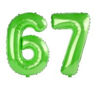40 Inch Number 67 Balloons for 67th Birthday Party Decorations,0-100 Fruit Green Large No.67 Digital Balloons for Women Men and Mother Dad, Helium Foil Number Balloons for Wedding Anniversary