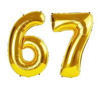 40 Inch Number 67 Balloons for 67th Birthday Party Decorations,0-100 Gold Large No.67 Digital Balloons for Women Men and Mother Dad, Helium Foil Number Balloons for Wedding Anniversary