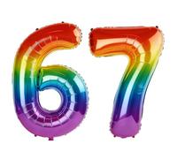 40 Inch Number 67 Balloons for 67th Birthday Party Decorations,0-100 Rainbow Large No.67 Digital Balloons for Women Men and Mother Dad, Helium Foil Number Balloons for Wedding Anniversary