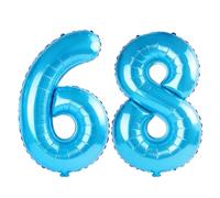 40 Inch Number 68 Balloons for 68th Birthday Party Decorations,0-100 Jewelry Blue Large No.68 Digital Balloons for Women Men and Mother Dad, Helium Foil Number Balloons for Wedding Anniversary