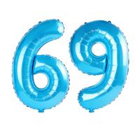 40 Inch Number 69 Balloons for 69th Birthday Party Decorations,0-100 Jewelry Blue Large No.69 Digital Balloons for Women Men and Mother Dad, Helium Foil Number Balloons for Wedding Anniversary