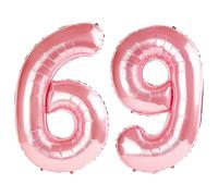 40 Inch Number 69 Balloons for 69th Birthday Party Decorations,0-100 Jewelry Pink Large No.69 Digital Balloons for Women Men and Mother Dad, Helium Foil Number Balloons for Wedding Anniversary