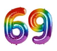 40 Inch Number 69 Balloons for 69th Birthday Party Decorations,0-100 Rainbow Large No.69 Digital Balloons for Women Men and Mother Dad, Helium Foil Number Balloons for Wedding Anniversary