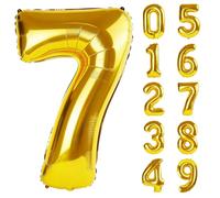 40 Inch Number 7 Balloons for 7th Birthday Party Decorations,0-100 Gold Large No.7 Digital Balloons for Girls Boys and Daughter Son, Helium Foil Number Balloons for Wedding Anniversary