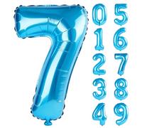 40 Inch Number 7 Balloons for 7th Birthday Party Decorations,0-100 Jewelry Blue Large No.7 Digital Balloons for Girls Boys and Daughter Son, Helium Foil Number Balloons for Wedding Anniversary