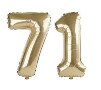 40 Inch Number 71 Balloons for 71st Birthday Party Decorations,0-100 Champagne Gold Large No.71 Digital Balloons for Women Men and Grandpa Grandma, Helium Foil Number Balloons for Wedding Anniversary