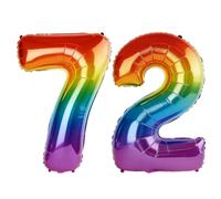 40 Inch Number 72 Balloons for 72nd Birthday Party Decorations,0-100 Rainbow Large No.72 Digital Balloons for Women Men and Grandpa Grandma, Helium Foil Number Balloons for Wedding Anniversary