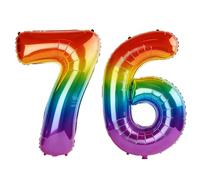 40 Inch Number 76 Balloons for 76th Birthday Party Decorations,0-100 Rainbow Large No.76 Digital Balloons for Women Men and Grandpa Grandma, Helium Foil Number Balloons for Wedding Anniversary