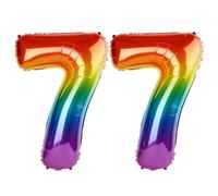 40 Inch Number 77 Balloons for 77th Birthday Party Decorations,0-100 Rainbow Large No.77 Digital Balloons for Women Men and Grandpa Grandma, Helium Foil Number Balloons for Wedding Anniversary