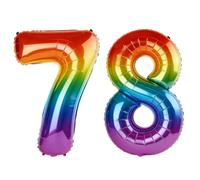 40 Inch Number 78 Balloons for 78th Birthday Party Decorations,0-100 Rainbow Large No.78 Digital Balloons for Women Men and Grandpa Grandma, Helium Foil Number Balloons for Wedding Anniversary