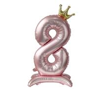 40 Inch Number 8 Balloons with Base Extra Large Big Foil Giant Jumbo Helium Mylar Number Balloon for Birthday Shower Anniversary, Pink
