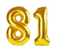 40 Inch Number 81 Balloons for 81st Birthday Party Decorations,0-100 Gold Large No.81 Digital Balloons for Women Men and Grandpa Grandma, Helium Foil Number Balloons for Wedding Anniversary
