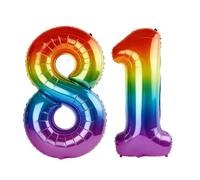 40 Inch Number 81 Balloons for 81st Birthday Party Decorations,0-100 Rainbow Large No.81 Digital Balloons for Women Men and Grandpa Grandma, Helium Foil Number Balloons for Wedding Anniversary