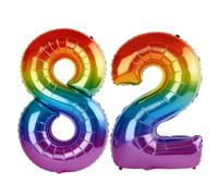 40 Inch Number 82 Balloons for 82nd Birthday Party Decorations,0-100 Rainbow Large No.82 Digital Balloons for Women Men and Grandpa Grandma, Helium Foil Number Balloons for Wedding Anniversary