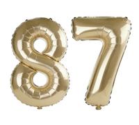 40 Inch Number 87 Balloons for 87th Birthday Party Decorations,0-100 Champagne Gold Large No.87 Digital Balloons for Women Men and Grandpa Grandma, Helium Foil Number Balloons for Wedding Anniversary