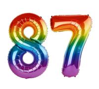 40 Inch Number 87 Balloons for 87th Birthday Party Decorations,0-100 Rainbow Large No.87 Digital Balloons for Women Men and Grandpa Grandma, Helium Foil Number Balloons for Wedding Anniversary