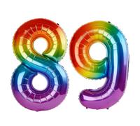 40 Inch Number 89 Balloons for 89th Birthday Party Decorations,0-100 Rainbow Large No.89 Digital Balloons for Women Men and Grandpa Grandma, Helium Foil Number Balloons for Wedding Anniversary