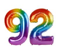 40 Inch Number 92 Balloons for 92nd Birthday Party Decorations,0-100 Rainbow Large No.92 Digital Balloons for Women Men and Grandpa Grandma, Helium Foil Number Balloons for Wedding Anniversary