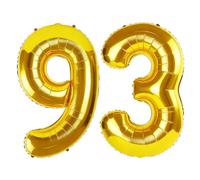 40 Inch Number 93 Balloons for 93rd Birthday Party Decorations,0-100 Gold Large No.93 Digital Balloons for Women Men and Grandpa Grandma, Helium Foil Number Balloons for Wedding Anniversary