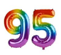 40 Inch Number 95 Balloons for 95th Birthday Party Decorations,0-100 Rainbow Large No.95 Digital Balloons for Women Men and Grandpa Grandma, Helium Foil Number Balloons for Wedding Anniversary