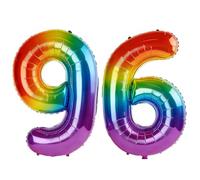 40 Inch Number 96 Balloons for 96th Birthday Party Decorations,0-100 Rainbow Large No.96 Digital Balloons for Women Men and Grandpa Grandma, Helium Foil Number Balloons for Wedding Anniversary