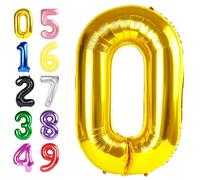 40 Inch Number Balloons, Gold Balloons for Birthday Party Decoration, Foil Number 0 Ballon for 0, 10, 20, 100, 2026 Celebration, Birthday, Baby Shower, Anniversary Decor