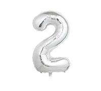 40 Inch Numbers Balloon,1pc Large Gold Silver Numbers Foil Balloon, 40 Inch Lavender Purple Helium number Balloons for Kids, Boys, Girls, 6th Birthday Party Decoration (Silver, 2)