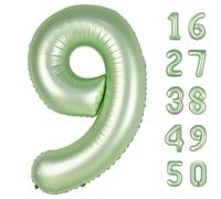40 Inch Olive Green Balloon Number 9,Jumbo Mylar Foil Helium Balloon for 9 19th 29th 39th 90th 99th Digital Balloons for Birthday Party,Wedding Anniversary Party Decorations
