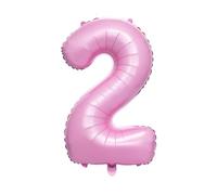40 Inch Pastel Pink Number 2 Balloon for 2nd Birthday Decoration, Large Self Inflating Light Pink Mylar Foil Digit Helium Balloons for Baby Girls Women Anniversary Party Supplies