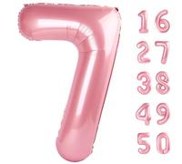 40 Inch Pearlescent Pink Balloon Number 7 First Birthday Jumbo Mylar Foil Helium Balloon for 17 27 37 Birthday Digital for 70th Party Wedding Anniversary Party Decorations
