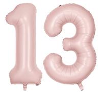 40 Inch Pink 13 Balloon, Light Pink Number 13 Balloons, Matte Pink Large Foil Number 31 Balloons, Birthday Wedding Anniversary Baby Show Party Decoration