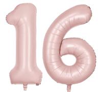40 Inch Pink 16 Balloon, Light Pink Number 16 Balloons, Matte Pink Large Foil Number 61 Balloons, Birthday Wedding Anniversary Baby Show Party Decoration
