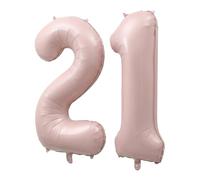 40 Inch Pink 21 Number Balloons, Giant Foil Helium Balloons for 21st Birthday Decorations, Anniversary Party Supplies for Women Girls