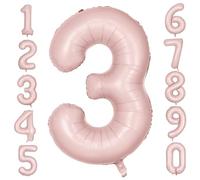 40 Inch Pink 3 Balloon, Light Pink Number 3 Balloons, Matte Pink Large Foil Number Balloons 0-9, Birthday Wedding Anniversary Baby Show Party Decoration