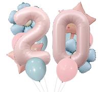 40-Inch Pink Number 20 Balloon Set, Blue Daisy Balloon foil,20th Daisy Birthday Decorations Number 20 Helium Balloons Pink Star Foil 20 Balloons Set for Girls boys 20 Year Old Birthday Party Decor