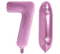 40 Inch Pink Number 7 Balloon, Large Foil Number Balloons for 7th 17th Birthday Decorations Girls Women, Big Flocked Matte Texture Velvet Balloon Seven for Party Anniversary