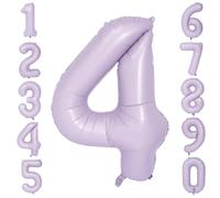 40 Inch Purple 4 Balloon, Light Purple Number 4 Balloons, Matte Purple Large Foil Number Balloons 0-9, Birthday Wedding Anniversary Baby Show Party Decoration