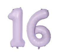 40 Inch Purple Number 16 Balloons Light Purple Balloon purple Matte Balloon 16th Birthday Giant Helium Foil Number Balloons Birthday Wedding Party digital Decorations (Digital 16)
