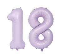 40 Inch Purple Number 18 Balloons Light Purple Balloon Purple Matte Number Balloon 18th Birthday Balloon Giant Helium Foil Number Balloons Birthday Wedding Party digital Decorations (Number 18)