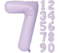 40 Inch Purple Number 7 Balloons 7th Birthday Light Purple Matte Number Balloon Giant Helium Foil Balloons Birthday Wedding Party digital Decorations (Digital 7)