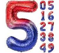 40 Inch Red and Blue Spider Theme Large Number 5 Balloon Giant Foil Birthday Balloons for Spider Theme Party Boy or Girl 5 th Birthday Wedding Anniversary Baby Shower Party Decorations