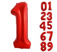 40 Inch Red Foil Number Balloons 1, XXL Large Digits for Birthday, Wedding, Anniversary, New Year Decor, Photoshoot Props