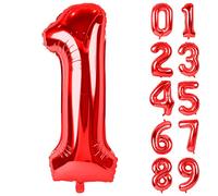 40 Inch Red Large Number Balloon 1, Number 1 Digit 1 Helium Balloons, Foil Big Number Balloons for Birthday Party Anniversary Supplies Decorations