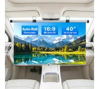 40 Inch Retractable Projector Screen for Car with Adjustable Loops for Headrests/Sun Visors Self-Locking Pull Down & Slow Retraction High Gain Wrinkle-Free for SUV/RV/Camping/Bedroom/Office/Gift